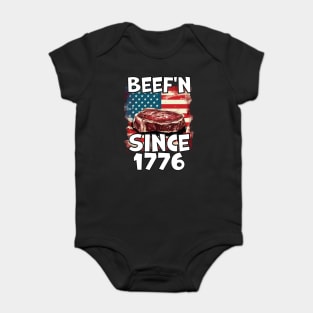 4th of July Independence Day USA Beef'n Since 1776 Baby Bodysuit